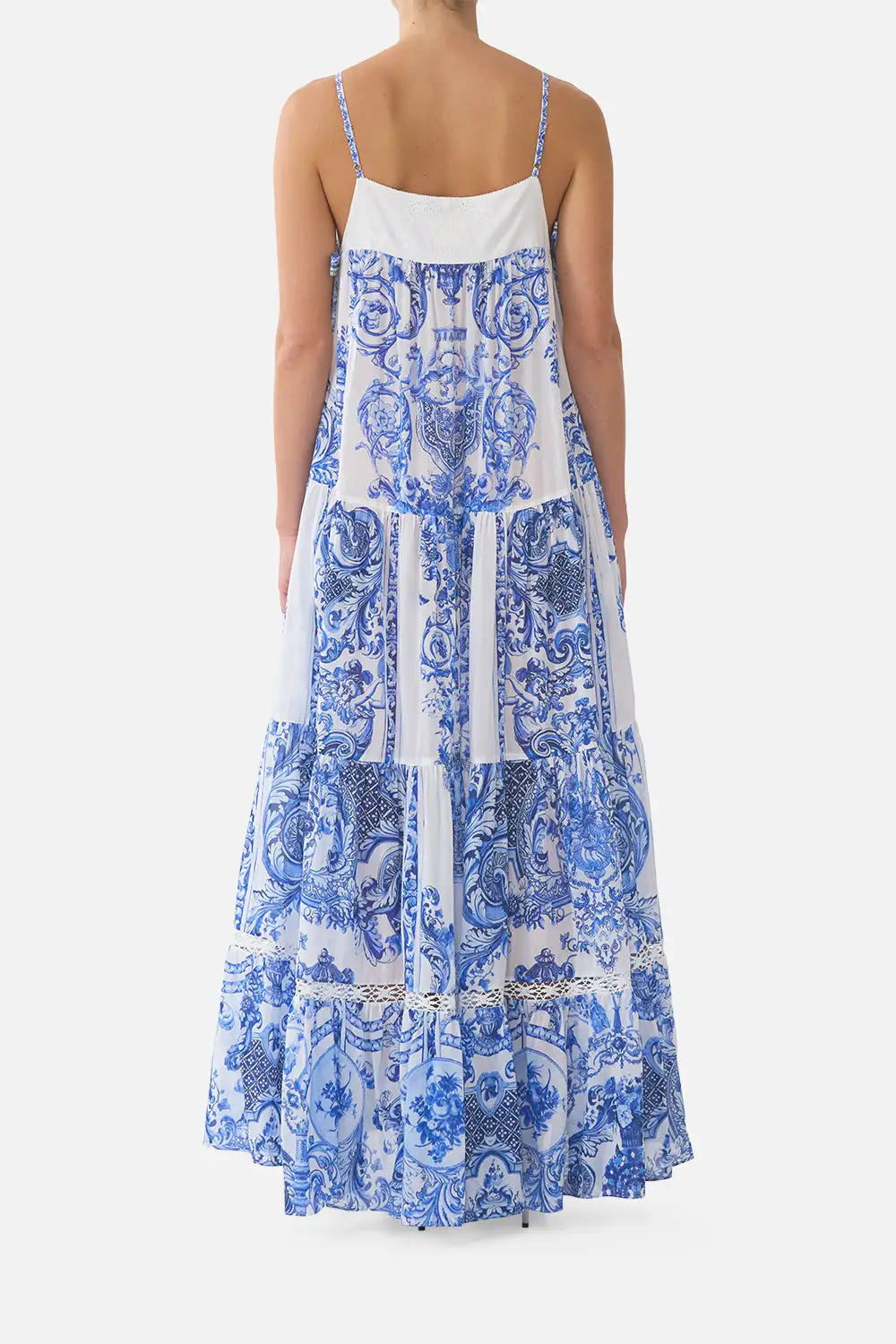Long Tiered Dress with Bow Ties