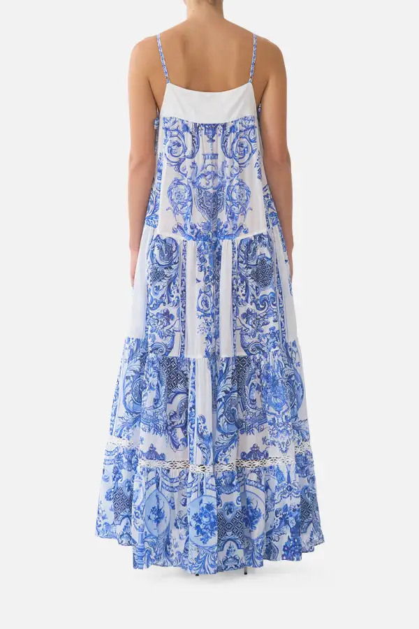 Long Tiered Dress with Bow Ties