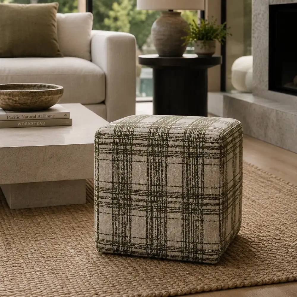 Chenille Cube Ottoman