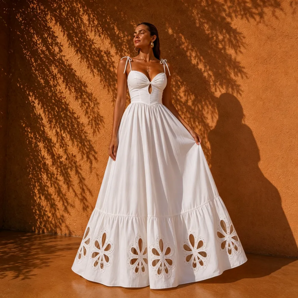 Liora White Cut-Out Maxi Dress