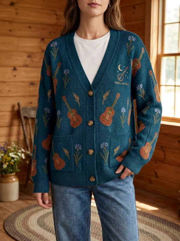 Backroad Guitar Women's Country Music Casual Cardigan
