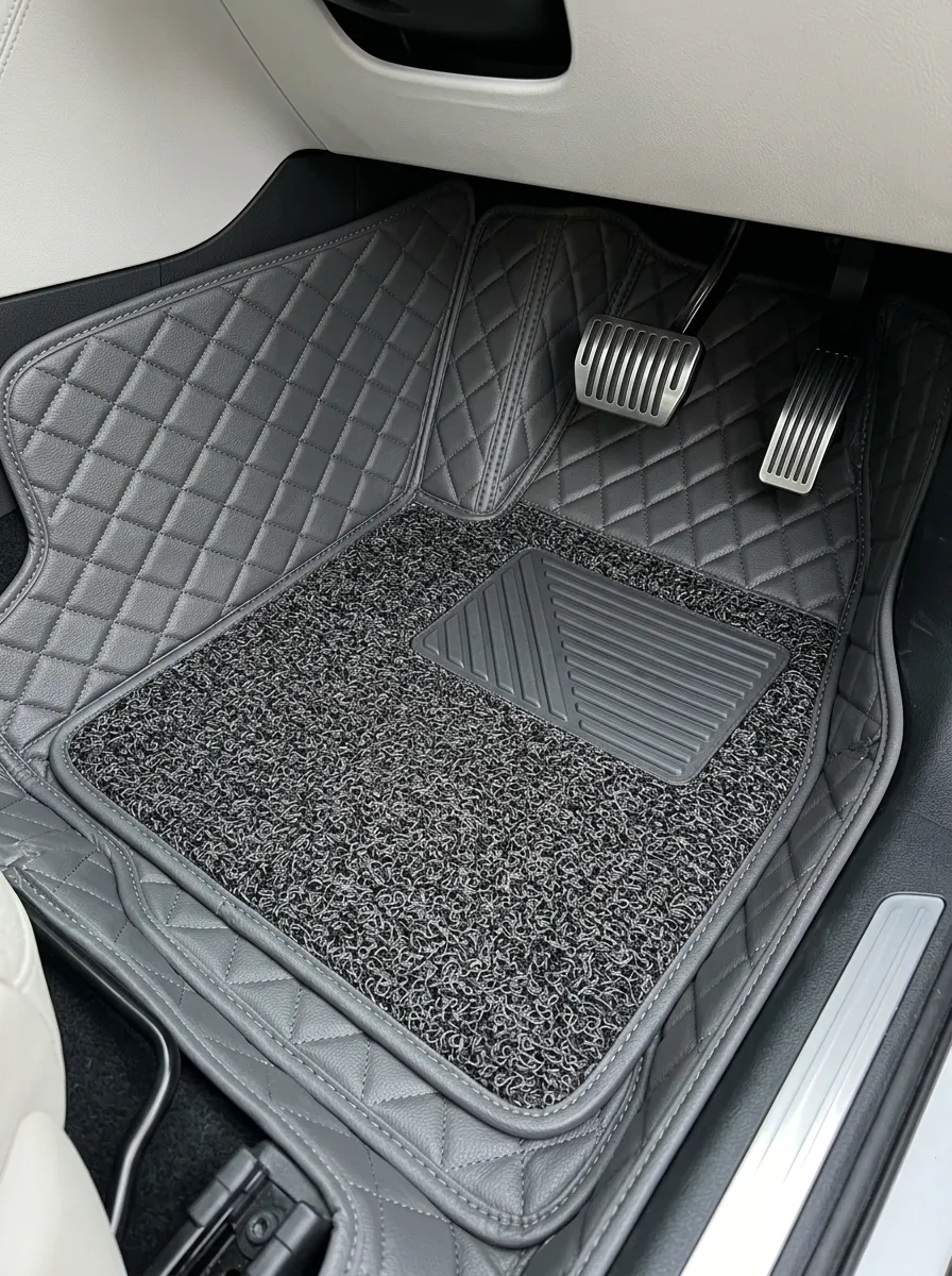 Diamond-Quilted Quilted Car Floor Mats