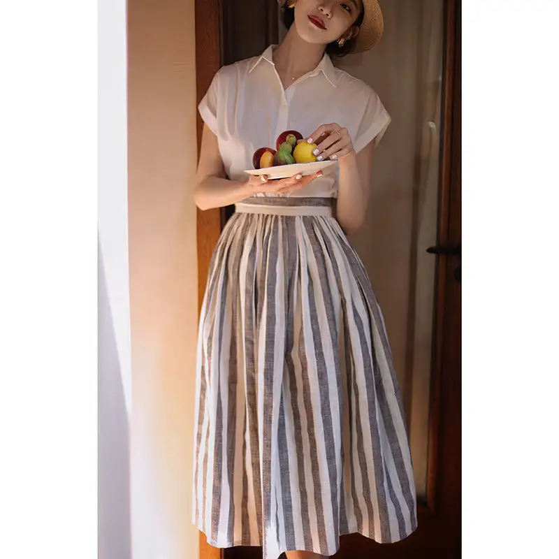 Modern Relaxed Everyday Casual Striped Skirt