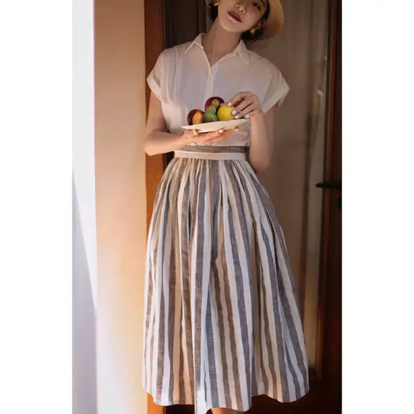 Modern Relaxed Everyday Casual Striped Skirt