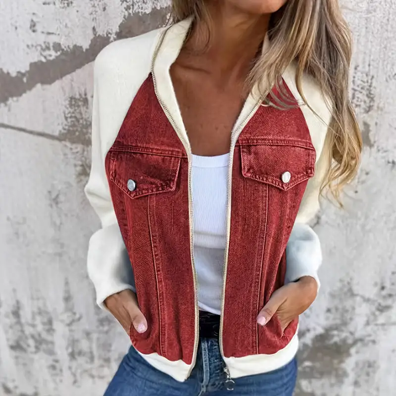 Patchwork Denim Zip Jacket