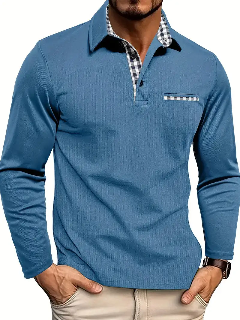 Men's Classic Men's Summer Polo Shirt With Long Sleeves