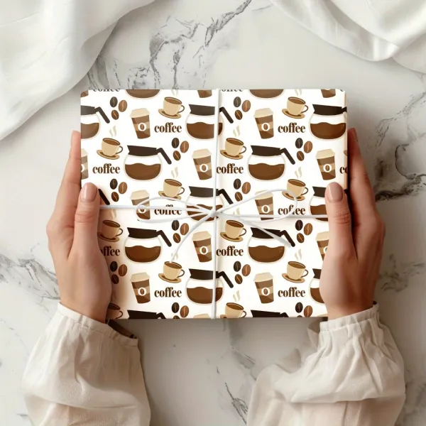Coffee-Themed Gift Wrapping Paper