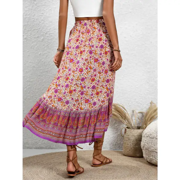 High Low Elastic Waist Skirt