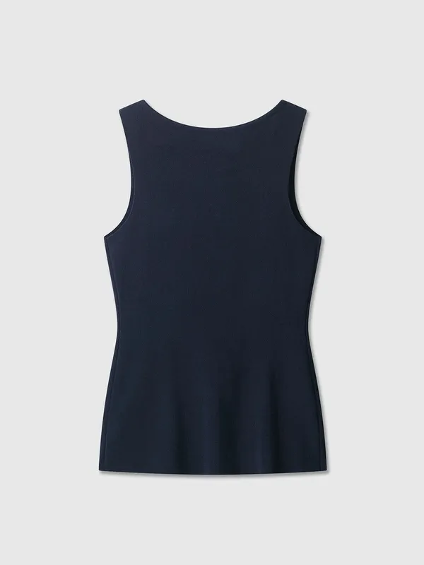 Blue Knit Casual Vest