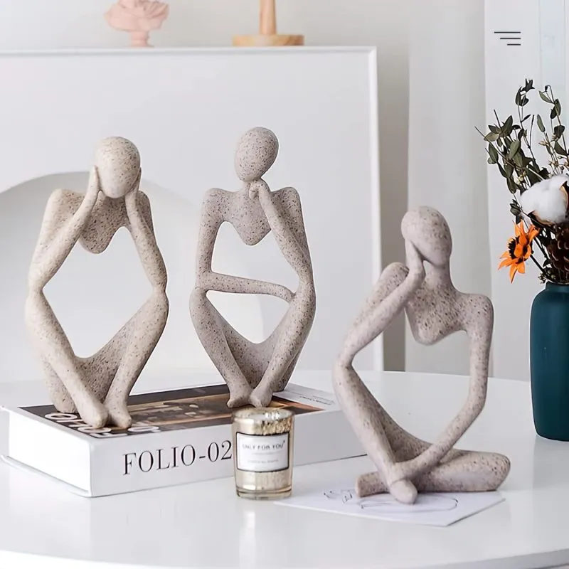 3 Pcs Abstract Thinker Statue Set