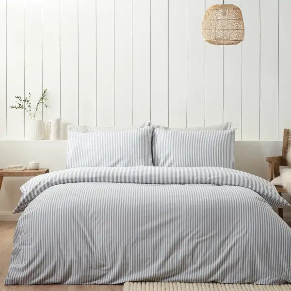 Reversible Stripe Linen Duvet Cover Set