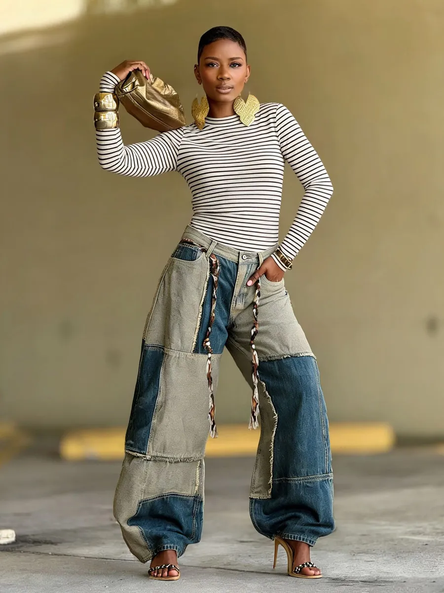 Cassidy Two-Tone Patchwork Jeans