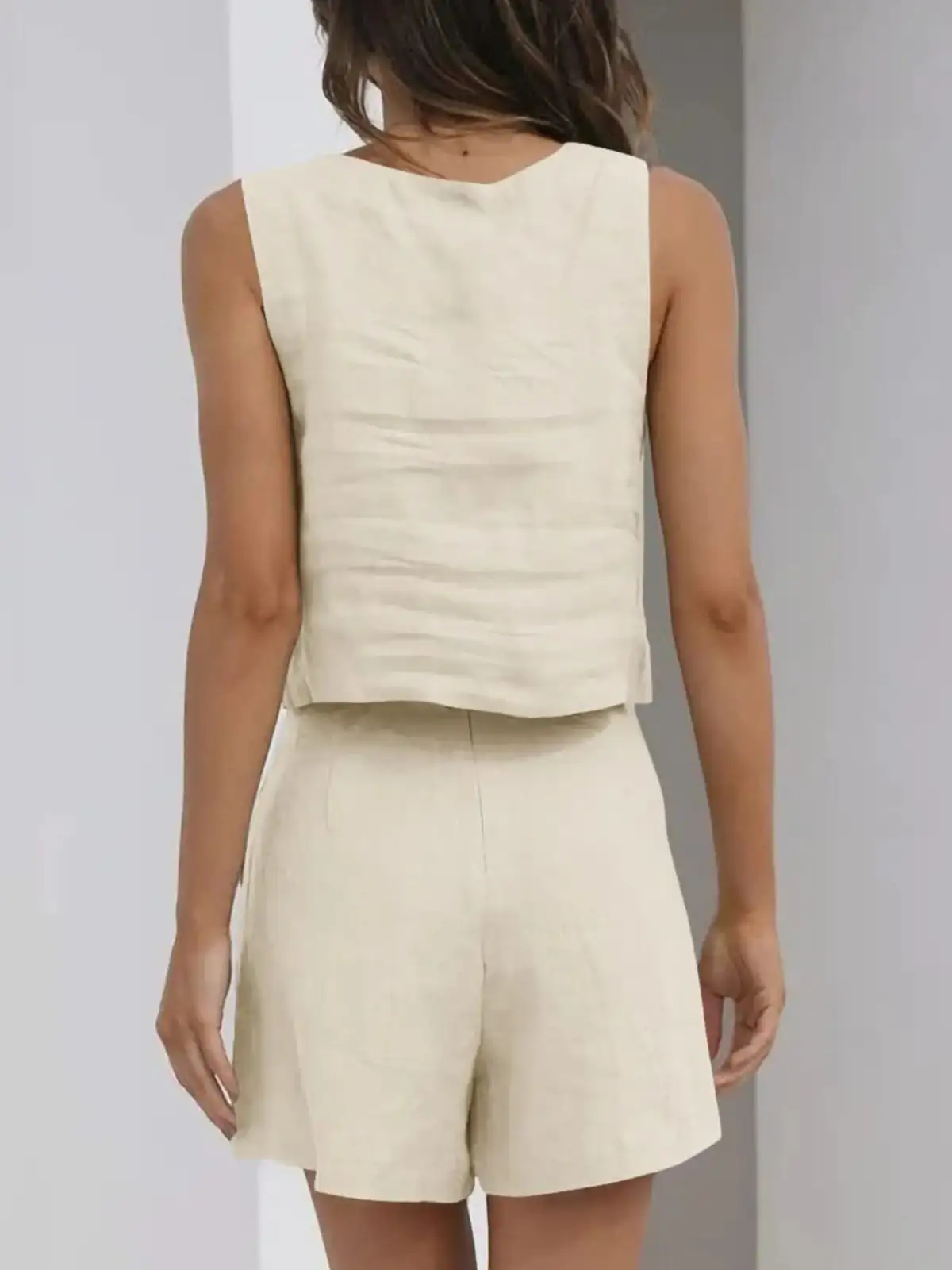 Square-Neck Shorts Matching Set