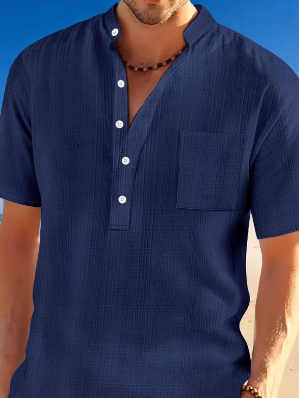 Easy Fit Button Front Short Sleeve Collared Polo Shirt