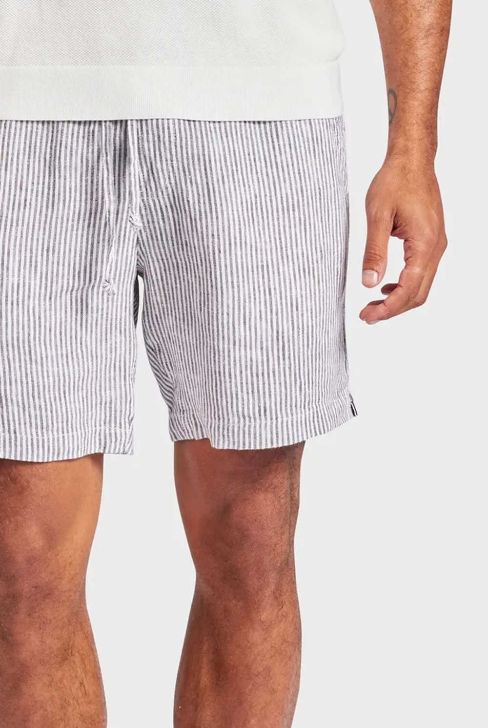 Vertical Striped Linen Blend Casual Resort Shorts