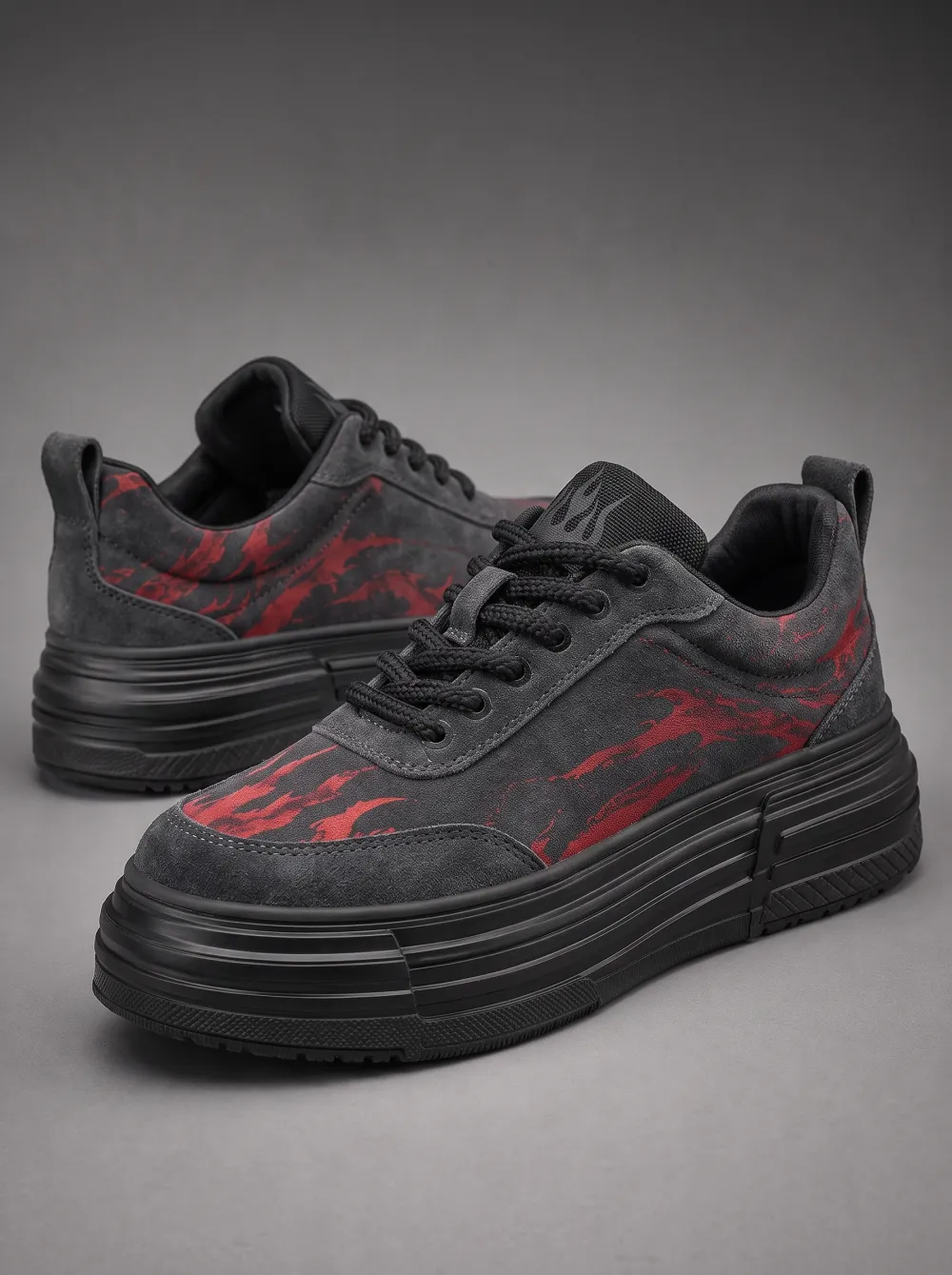 Flame Suede Texture Skate Sneakers