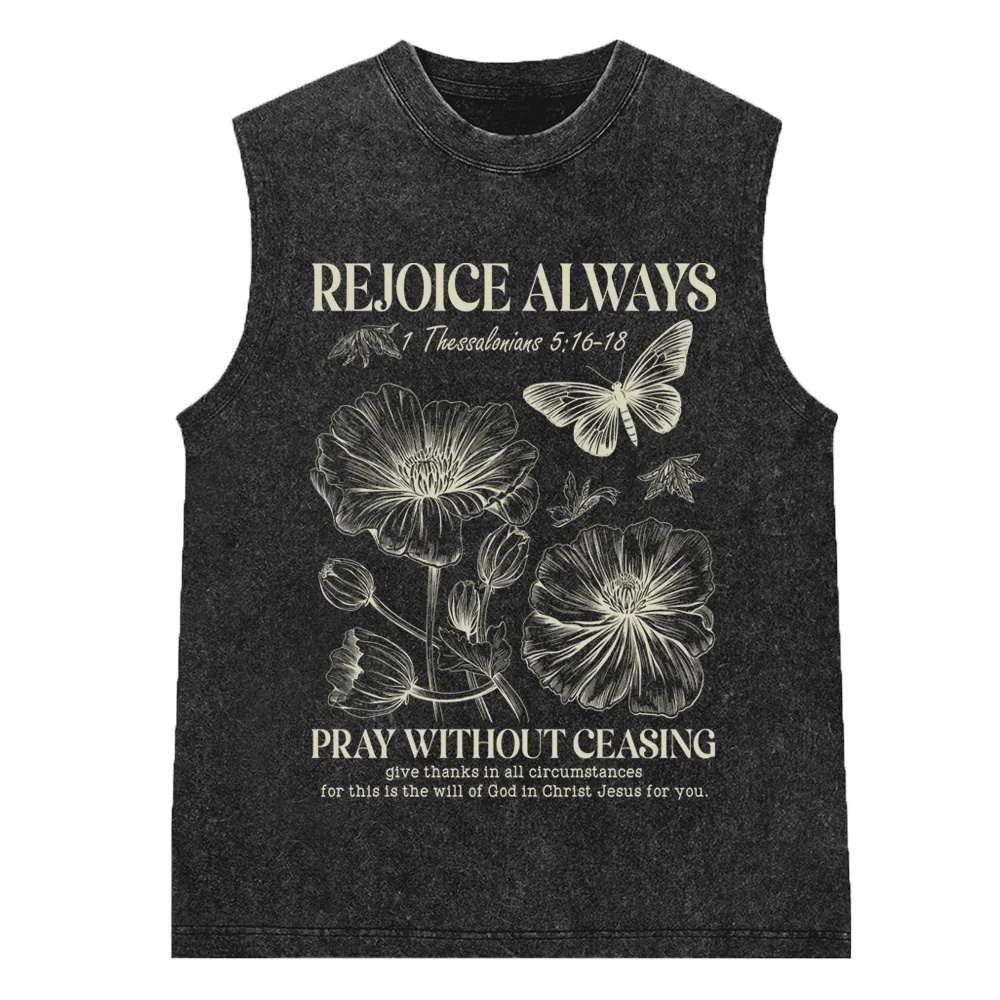 Rejoice Always Christian Washed Sleeveless Tee
