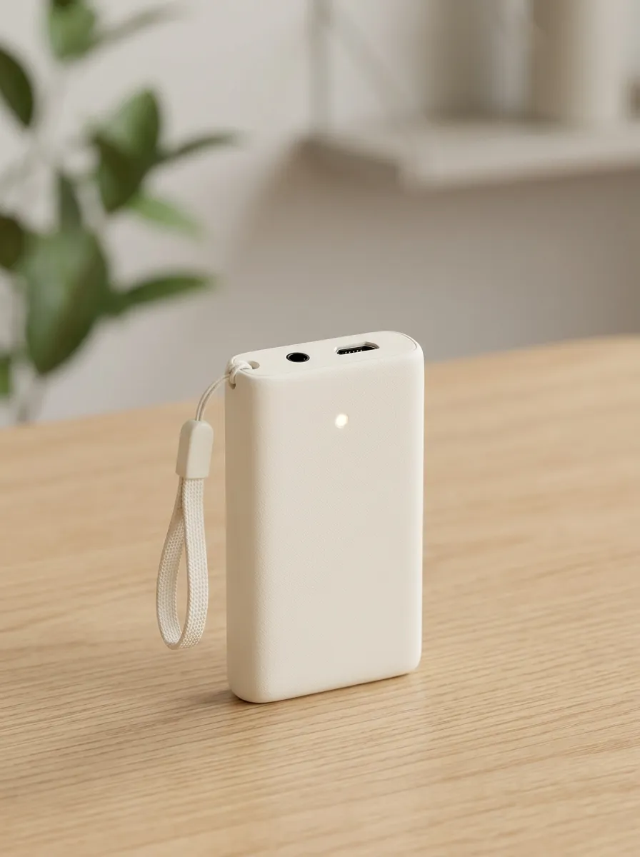 White Lanyard Portable Power Bank