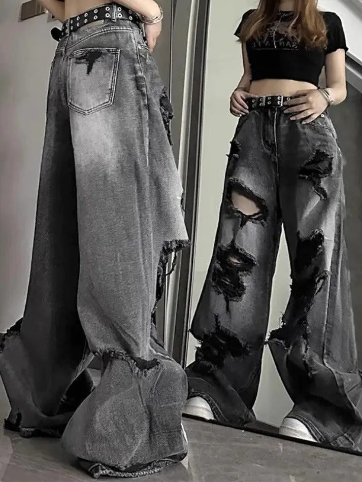 Washed Ripped Boyfriend Jeans