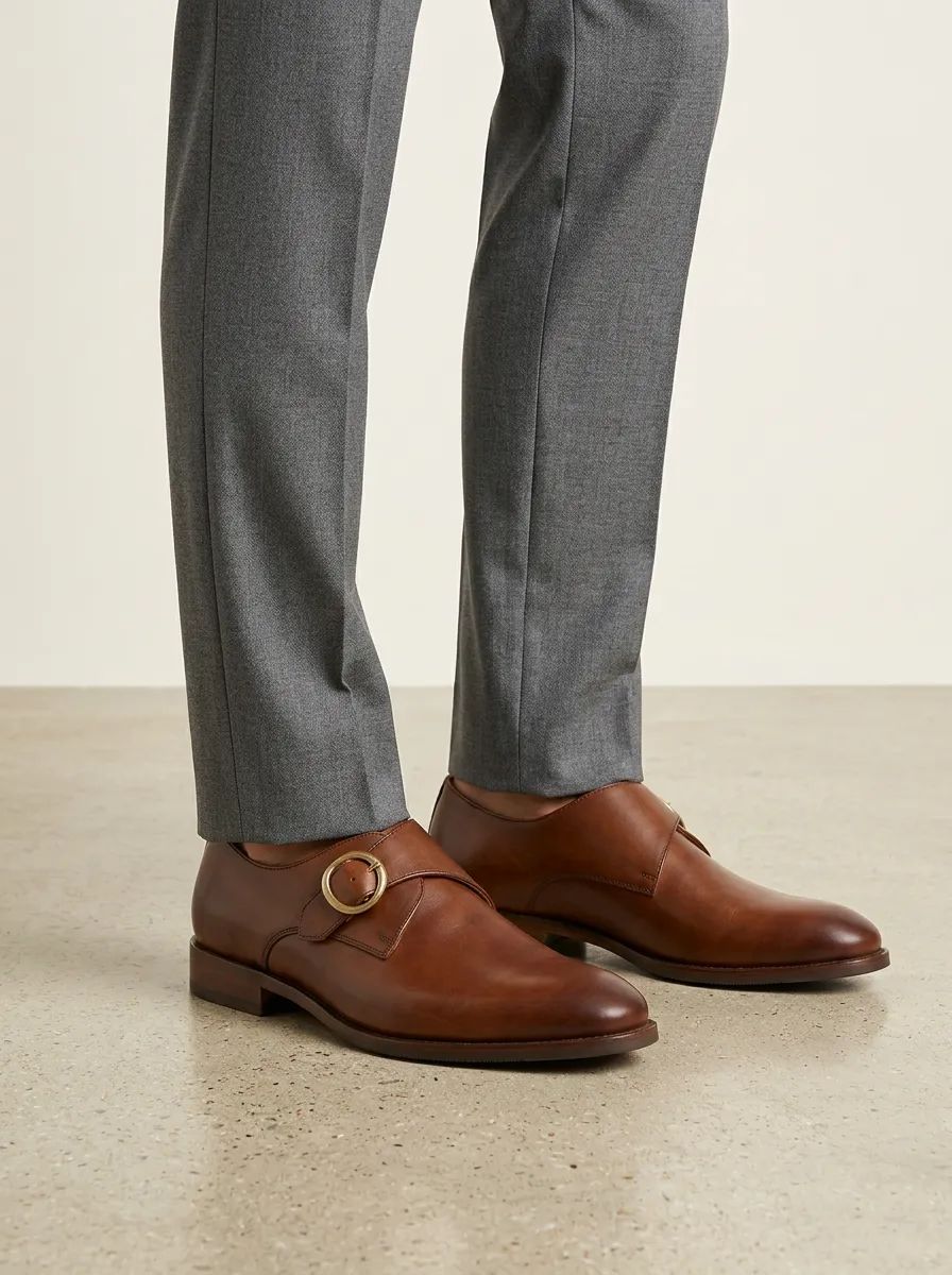 Men's Streamlined Classic Business Leather Single Monk Strap Shoes