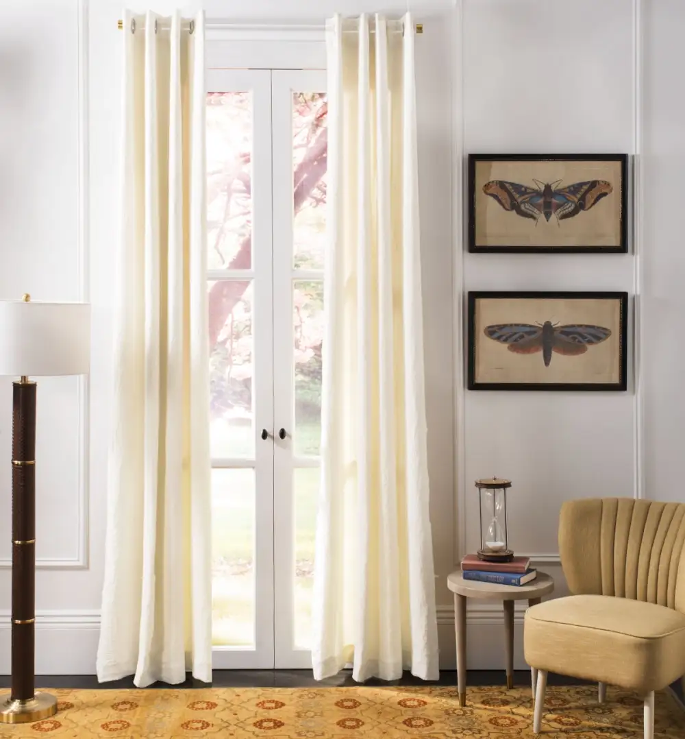 Semi-Sheer Linen Eyelet Contemporary Curtain Panel