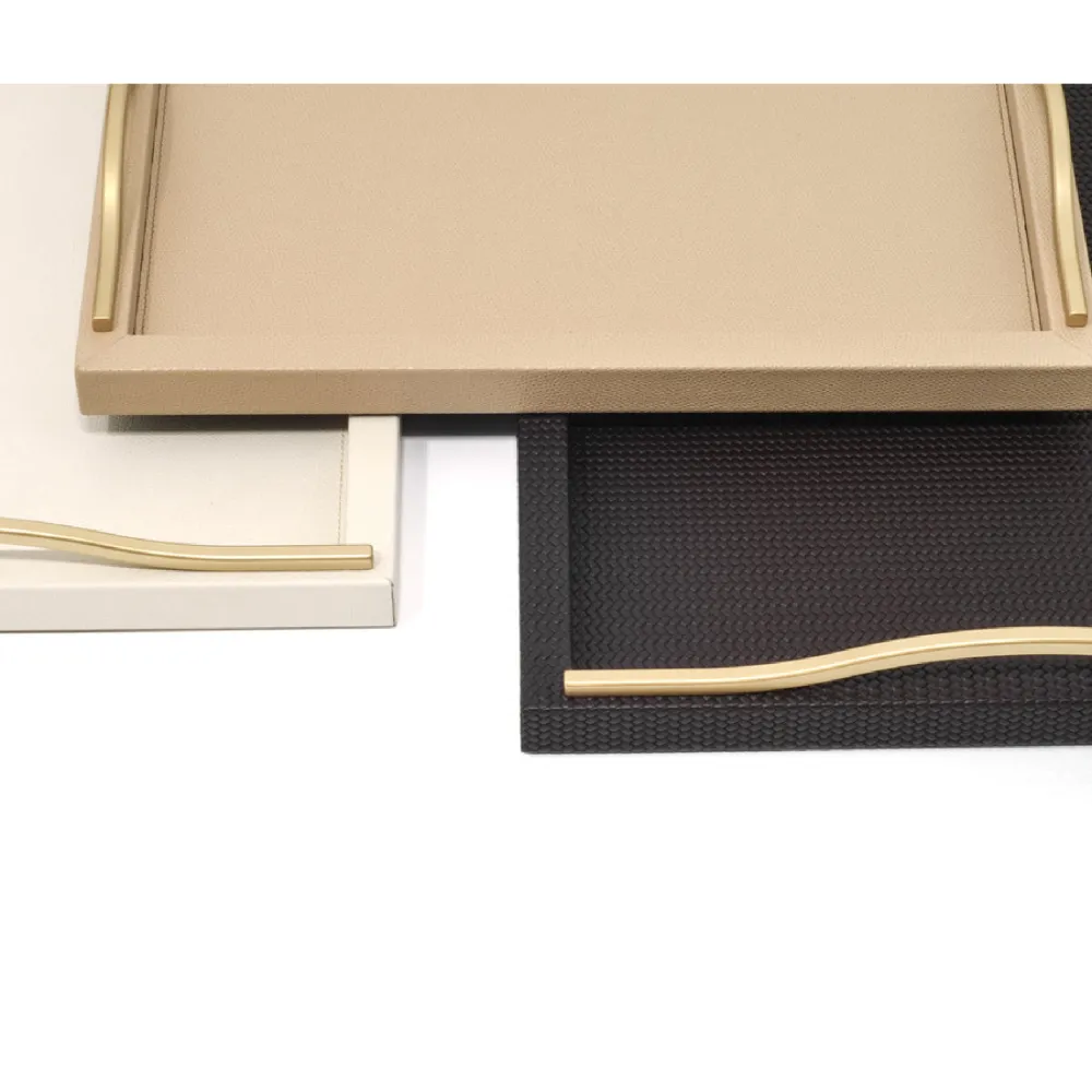 Wavy Handles Leather Tray