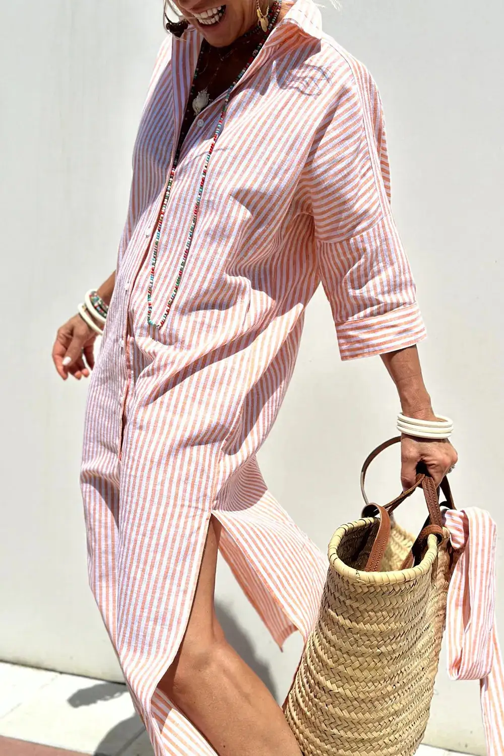 Three-Quarter-Sleeve Casual Dress