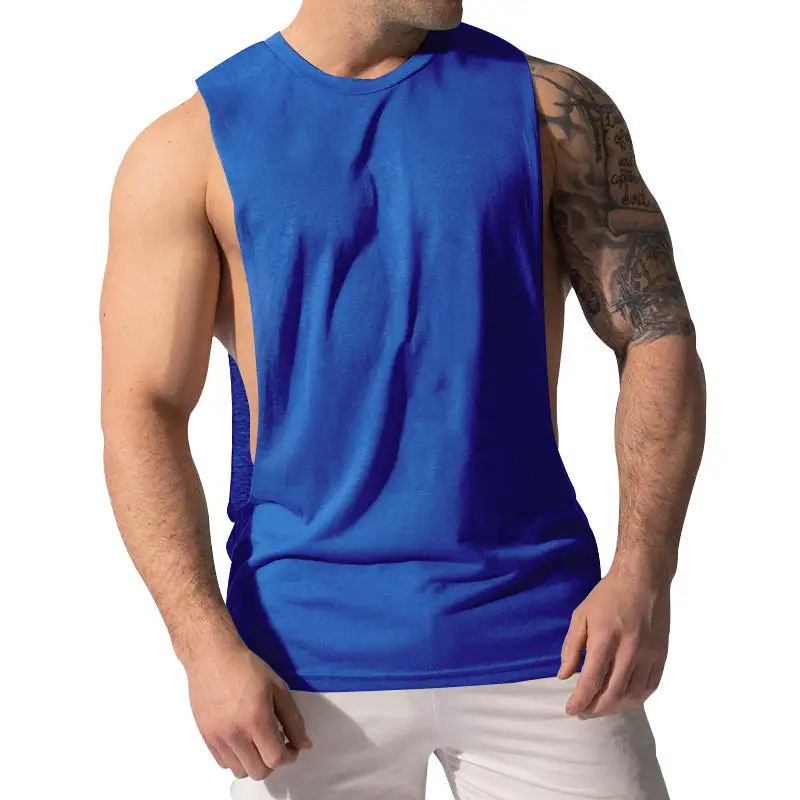 Men's Muscle Shirt With Extra Deep Arm Openings And Breathable Cotton Blend