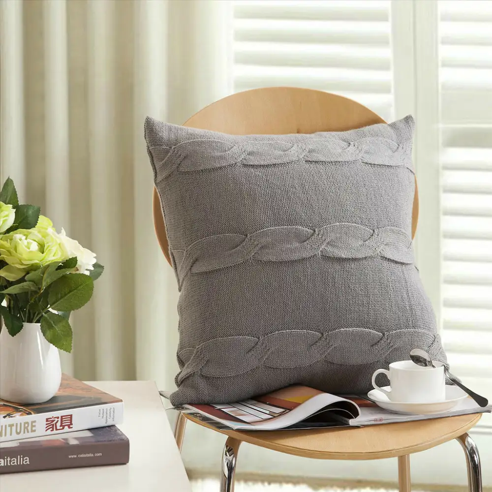 Cotton Cushion Cover Set With Striped Detail