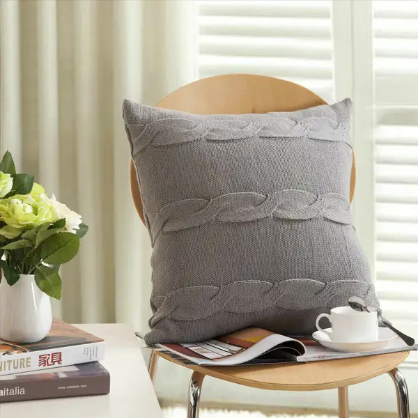 Cotton Cushion Cover Set With Striped Detail