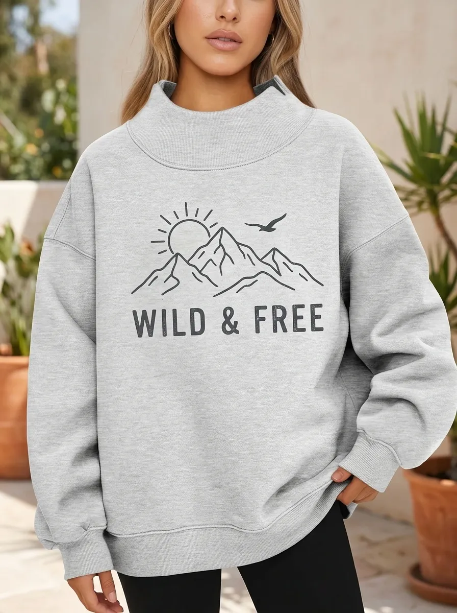 Women's Wild & Free Mountain Sun Bird Printed Sweatshirt