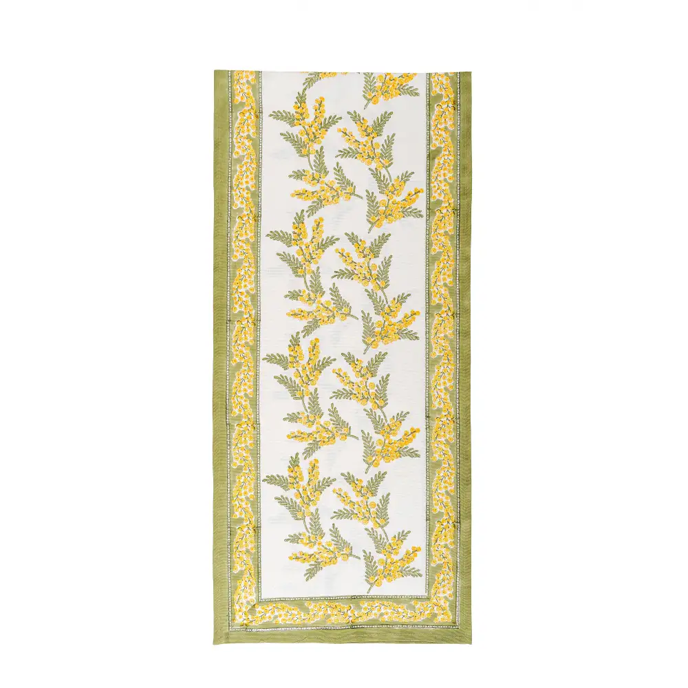 Sunlit Mimosa Spray Table Runner