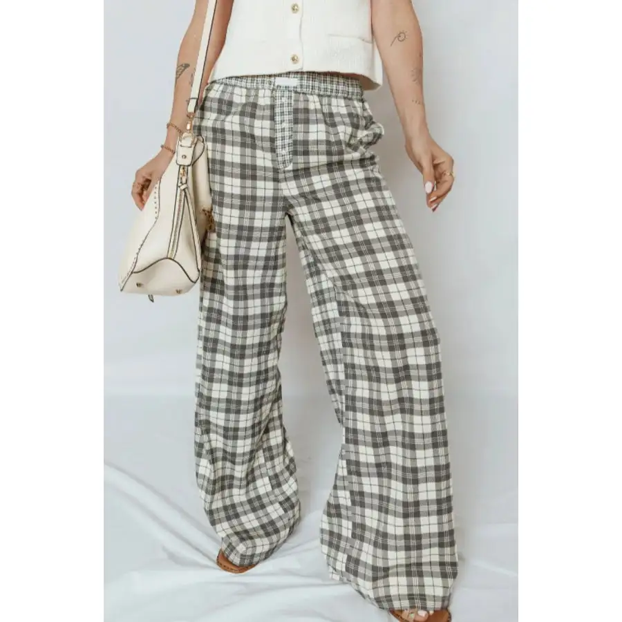 Plaid Wide Leg Pants