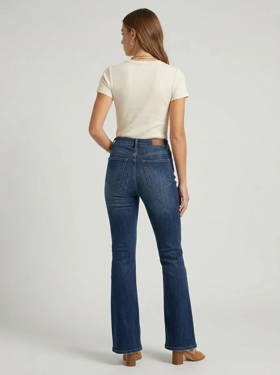 Women's High-Rise Dark Wash Flare Denim Jeans