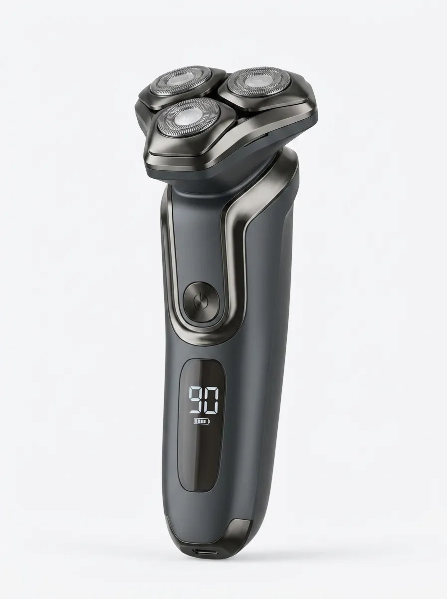 Rotary Triple-Head LED Display Electric Shaver for Home Grooming