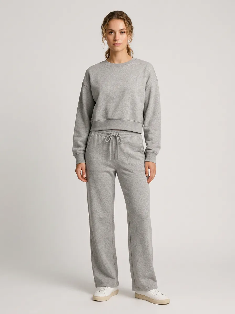 Women's Casual Minimalist Grey Solid Color Lounge Set