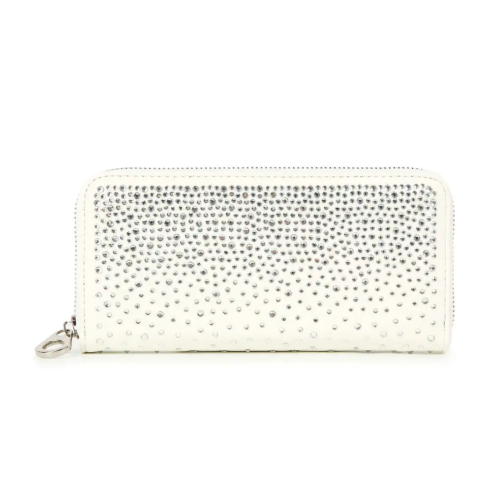 Timeless Detail Crystal Accent Faux Leather Accordion Wallet