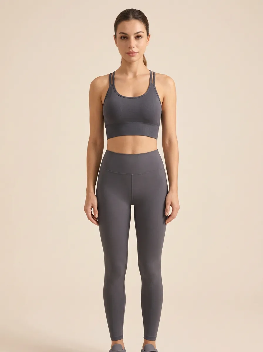 Women's Ribbed Cross Strap Yoga Bra