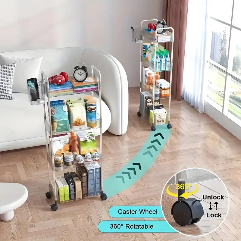Heavy-Duty Rolling Storage Cart with 360° Swivel Wheels