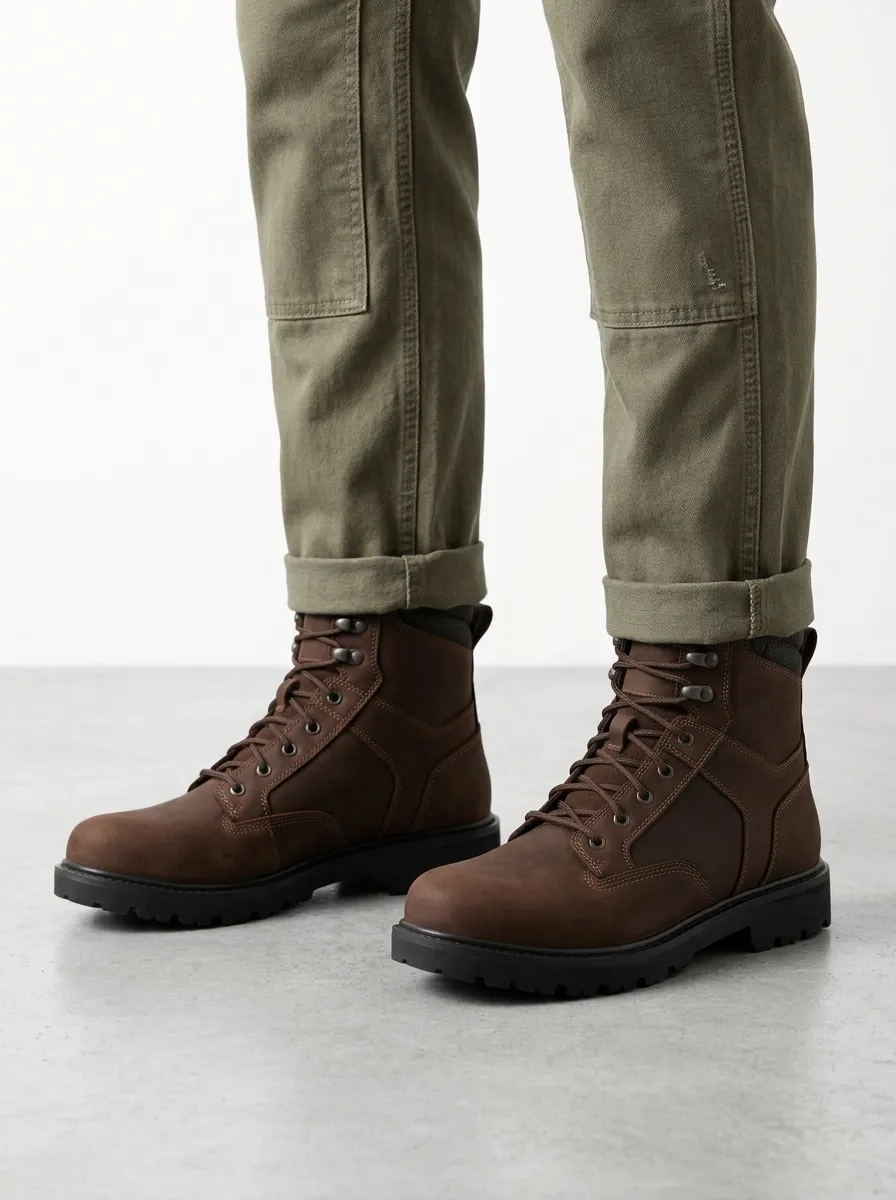 Unisex Everyday Outdoor Adventure Leather Print Work Boots