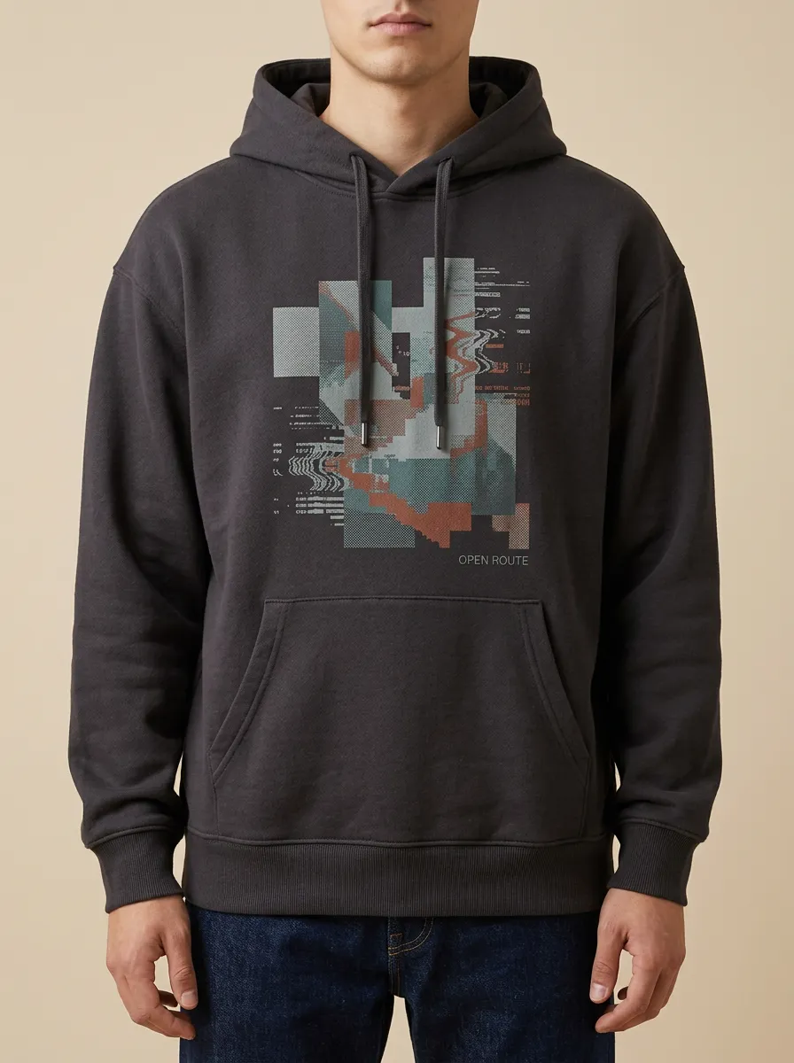 Techwear Open Route Glitch Hoodie