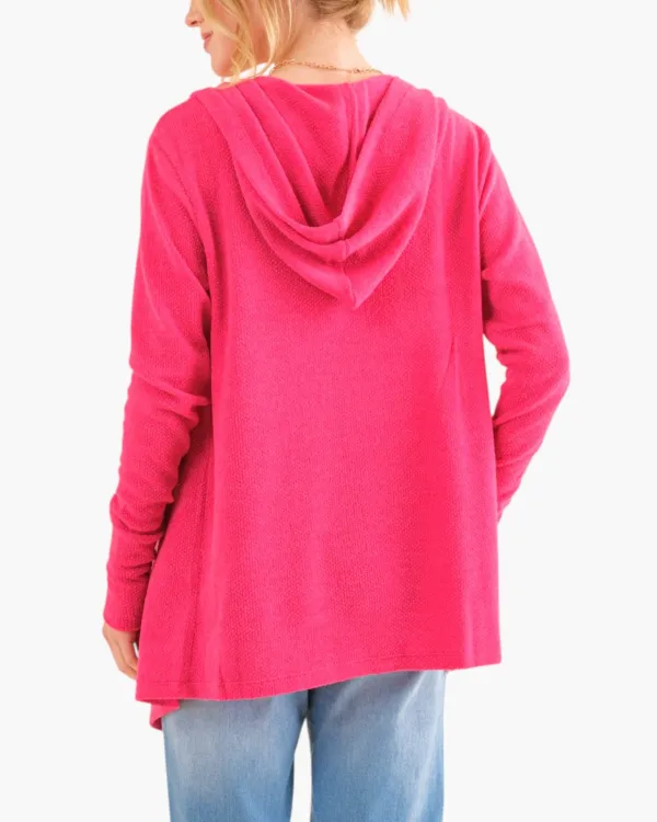 Relaxed Hooded Open-Front Cardigan