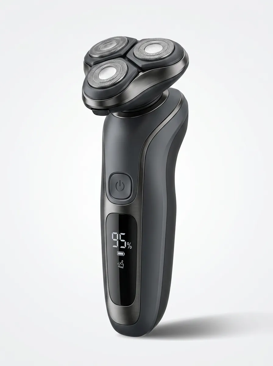 Rotary Triple-Head Digital Display Electric Shaver for Daily Personal Care
