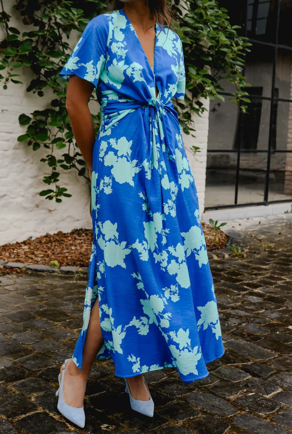 Patterned Side Slit Maxi Dress