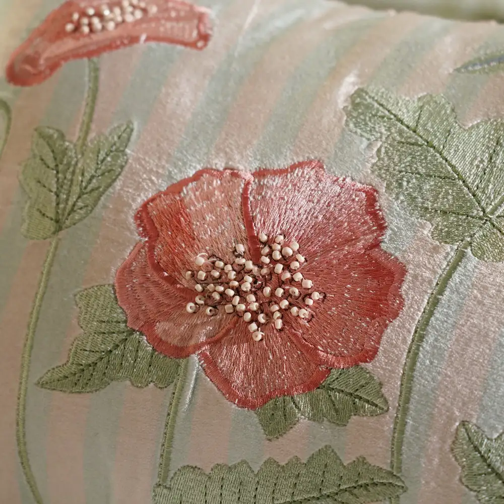 Striped Floral Velvet Cushion Cover