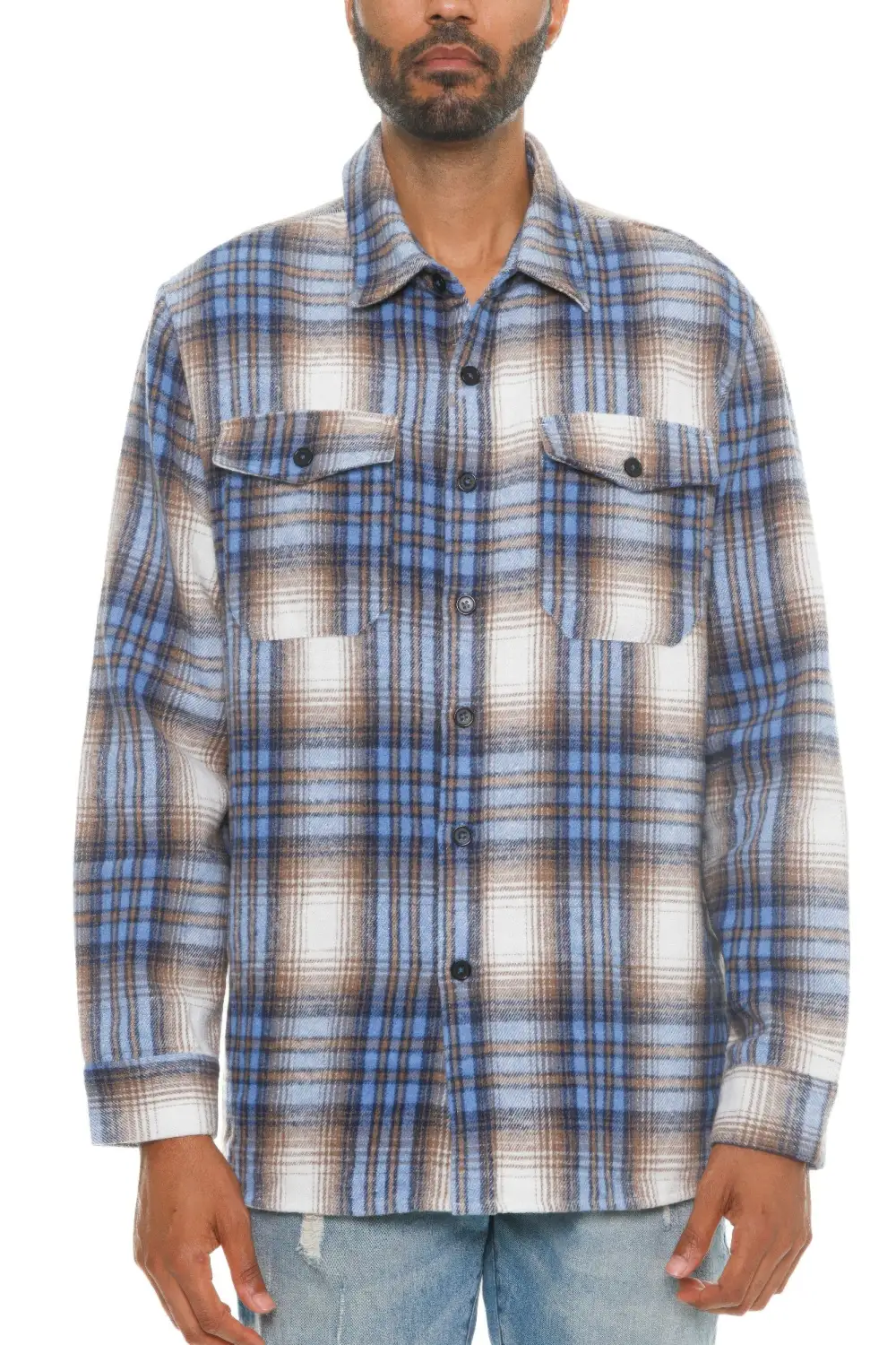 Relaxed Men's Checkered Soft Flannel Shacket