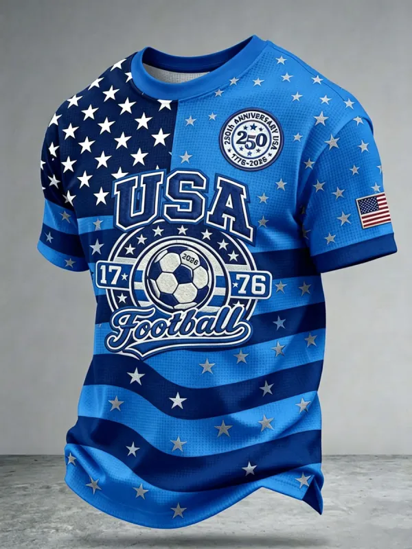 Men'S USA  Independence Day  Football Lover Art Printed T-Shirt