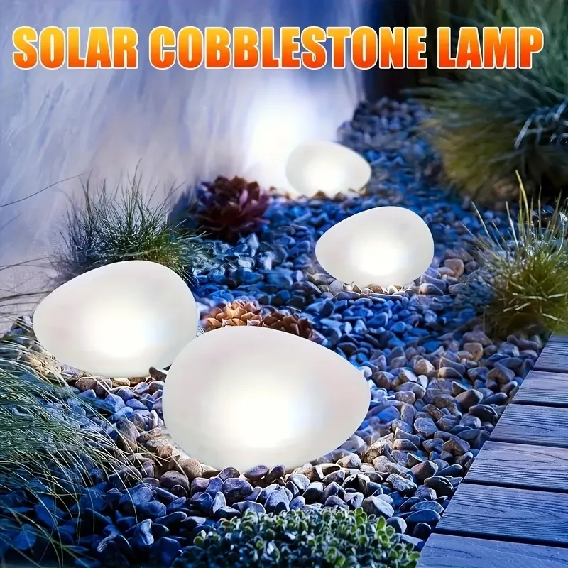 2 Pcs Solar Cobblestone Path Light