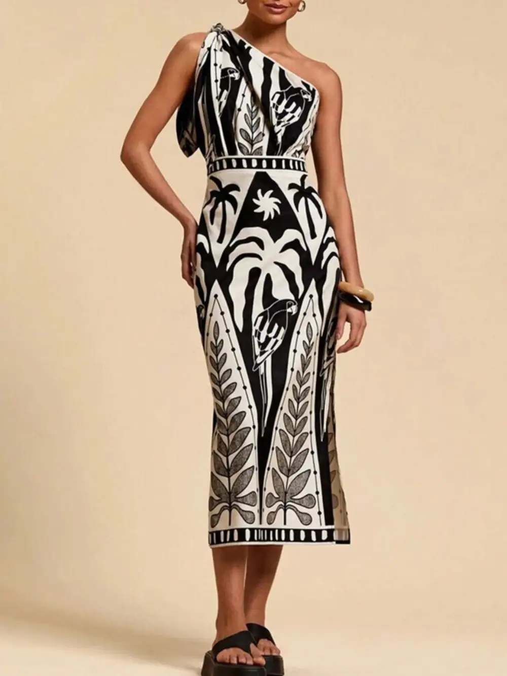 Modern One-Shoulder Midi Dress