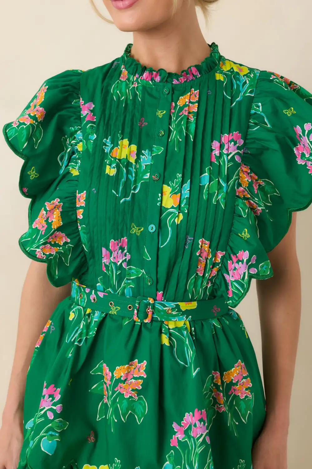 Green Floral Midi Dress